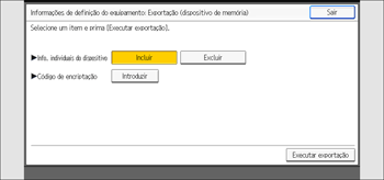 Ilustração do ecrã do painel de operação