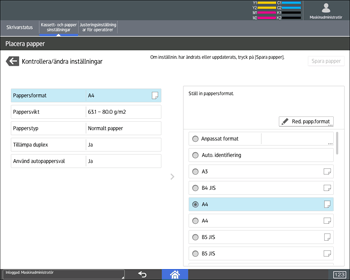Bild på användarpanelens skärm