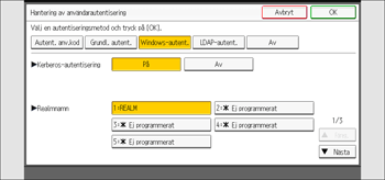 Bild av användarpanelens skärm