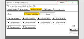 Bild av användarpanelens skärm