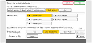 Bild av användarpanelens skärm
