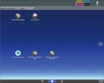 Ilustração da tela do painel de operação