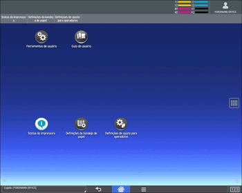 Ilustração da tela do painel de operação