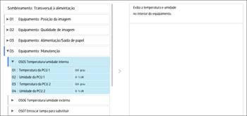 Ilustração da tela do painel de operação