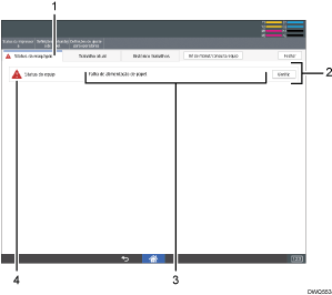 Ilustração de numerada da tela do painel de operação