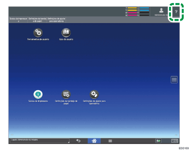 Ilustração da tela do painel de operação