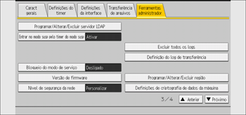 Ilustração da tela do painel de operação