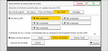 Ilustração da tela do painel de operação