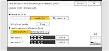 Ilustração da tela do painel de operação
