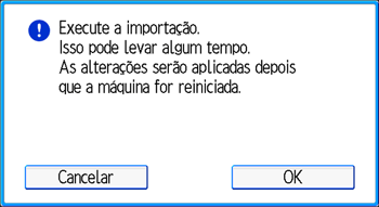 Ilustração da tela do painel de operação