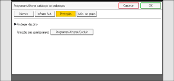 Ilustração da tela do painel de operação