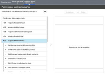 Ilustración de la pantalla del panel de mandos