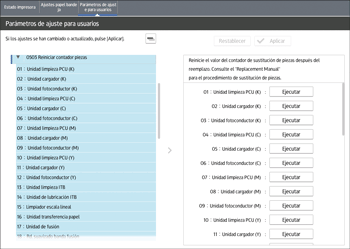 Ilustración de la pantalla del panel de mandos