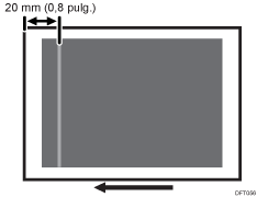 Ilustración de rayas horizontales en la zona de 20 mm desde el borde anterior