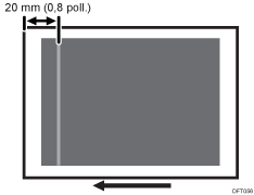 Illustrazione delle strisce orizzontali nell'area compresa entro 20 mm dal bordo principale