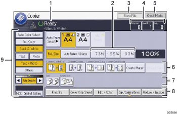 Operation panel screen illustration numbered callout illustration
