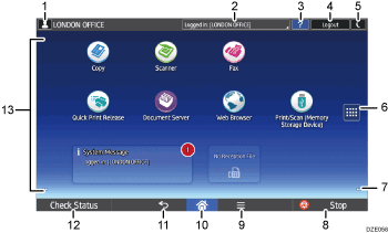 Operation panel screen illustration numbered callout illustration