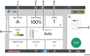 Operation panel screen illustration numbered callout illustration