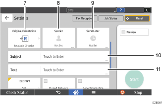 Operation panel screen illustration numbered callout illustration