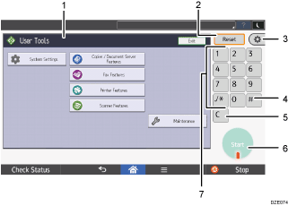 Operation panel screen illustration numbered callout illustration
