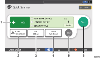 Operation panel screen illustration numbered callout illustration