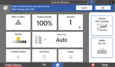 Operation panel screen