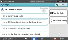Operation panel screen