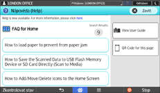 Obrazovka ovládacího panelu