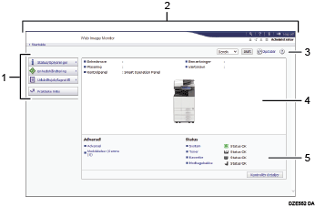 Nummereret illustration af webbrowser-skærm