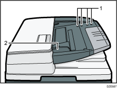 Nummereret illustration af ADF til duplexscanning
