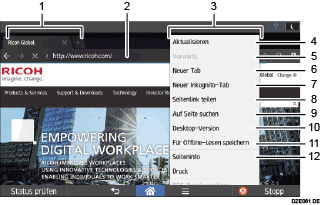 Nummerierte Abbildung zur Modusänderung