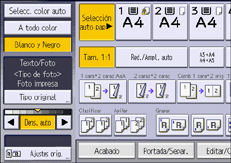 Ilustración de la pantalla del panel de mandos