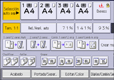 Ilustración de la pantalla del panel de mandos