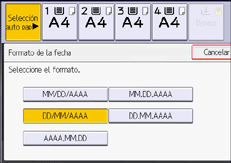 Ilustración de la pantalla del panel de mandos