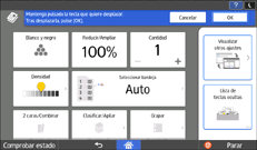 Pantalla del panel de operaciones