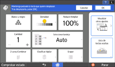 Pantalla del panel de operaciones