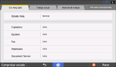 Ilustración de la pantalla del panel de mandos