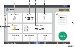 Käyttöpaneelin numeroitu näyttö