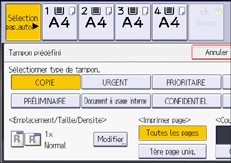 Illustration de l'écran du panneau de commande