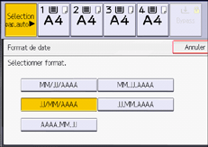 Illustration de l'écran du panneau de commande
