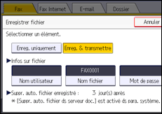 Illustration de l'écran du panneau de commande