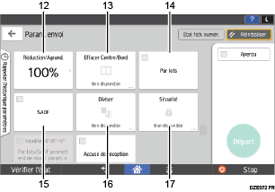 Illustration numérotée du panneau de commande