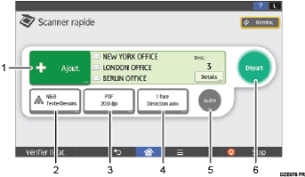 Illustration numérotée du panneau de commande