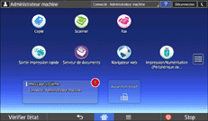 Illustration de l'écran du panneau de commande