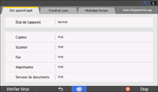 Illustration de l'écran du panneau de commande