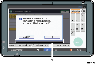Illustration du panneau de commande avec numérotation