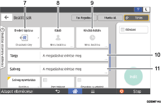 Kezelőpanel képernyőjének számozott jelölésű illusztrálása