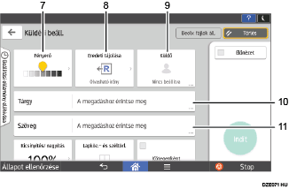 Kezelőpanel képernyőjének számozott jelölésű illusztrálása