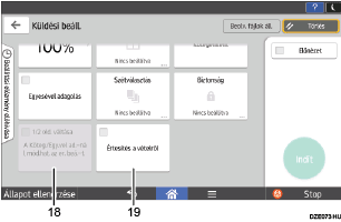 Kezelőpanel képernyőjének számozott jelölésű illusztrálása