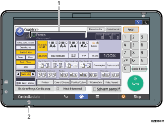 Illustrazione numerata schermata pannello di controllo